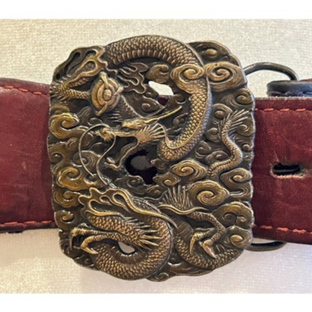 Vintage Brass Dragon Belt Buckle Regal Serpent Cosplay 1974 Bergamot Sz 30-32